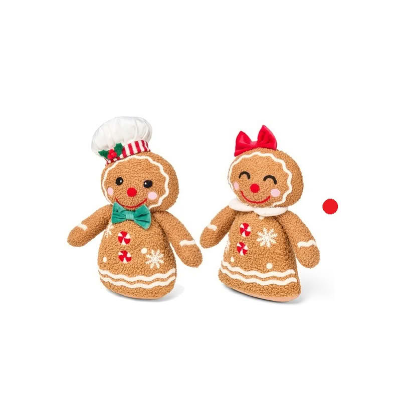 Omino di pan di zenzero bouclé con fiocco rosso, perfetto come decorazione di Natale